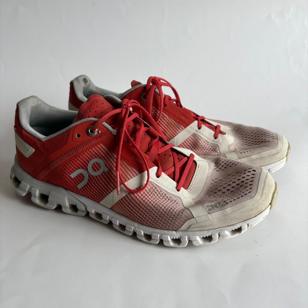 On‎ Cloud Running Shoes Womens 9 Rust Red White Low Top Athletic Sneakers